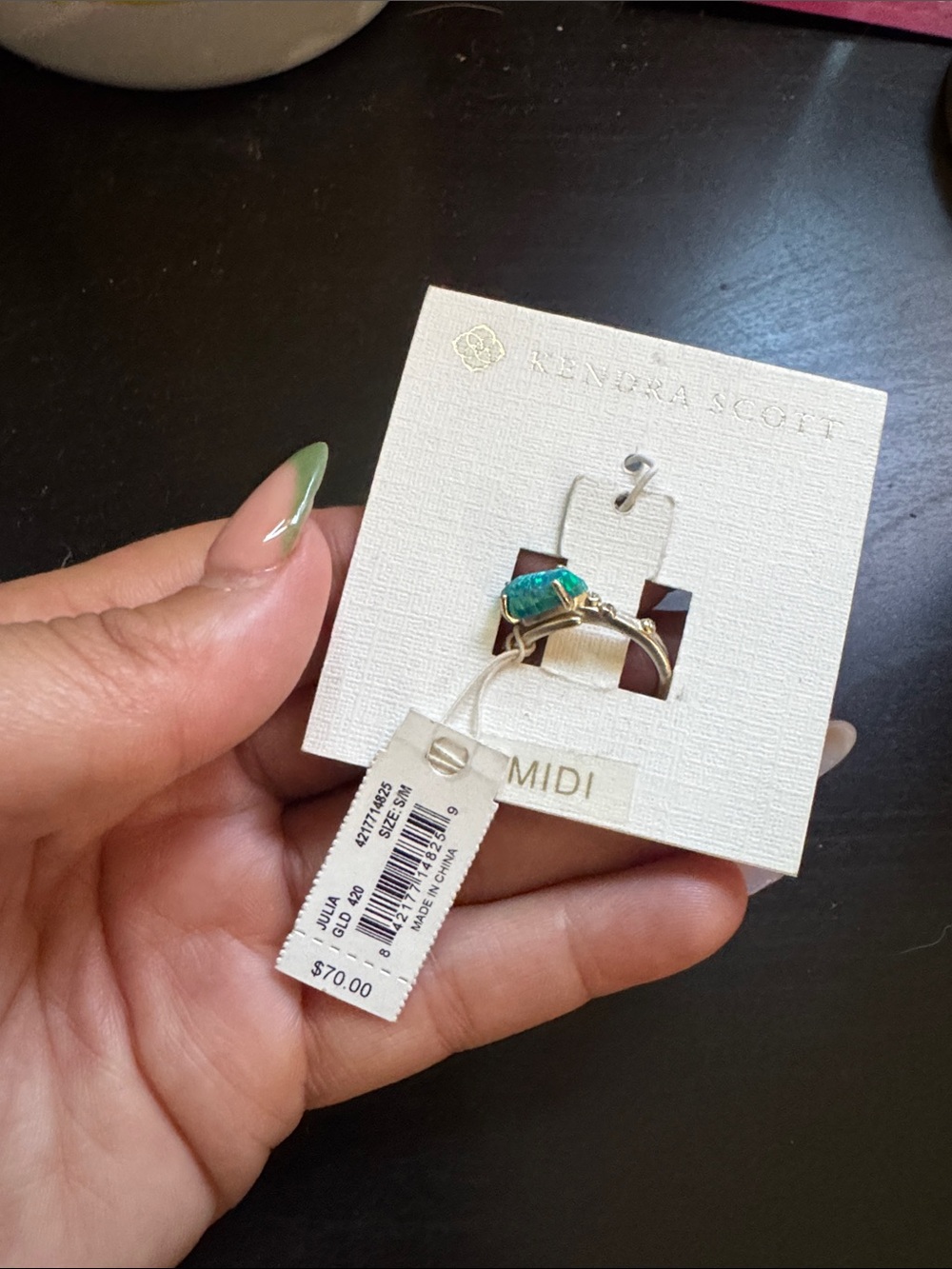 Kendra Scott Gold-Tone Ring with Teal Stone